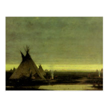 Indian Camp at Dawn by Jules Tavernier Post Card