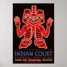 Indian Court Federal Building WPA Vintage Travel Poster