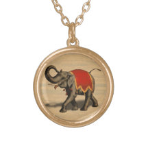 Indian Elephant w/Red Cloth Personalized Necklace
