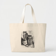Indian Fishing Owls Vintage Wood Engraving Tote Bag
