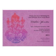 Indian Ganesh Purple Lilac Birthday Invitation