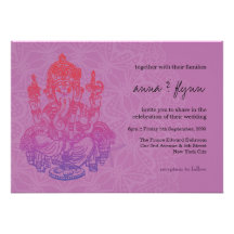 Indian Ganesh Purple Lilac Wedding Invitation