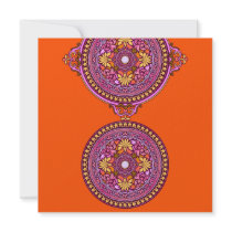 Indian Gold & Pink Discs Wedding Invitation