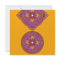 Indian Gold & Pink Discs Wedding Invitation