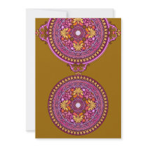 Indian Gold & Pink Discs Wedding Invitation