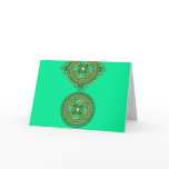 Indian Green and Aqua Discs Monogrammed Cards