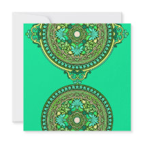 Indian Green & Aqua Discs Wedding Invitation