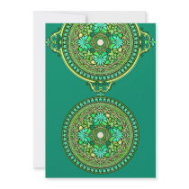 Indian Green & Aqua Discs Wedding Invitation