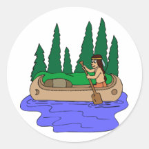 Indian Paddles Canoe Round Stickers