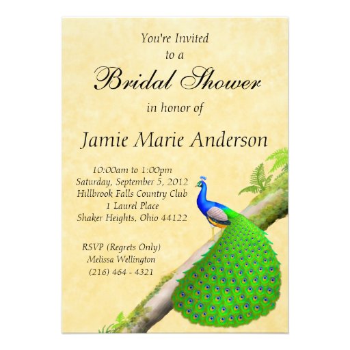 Indian Peacock Bridal Shower Invitation