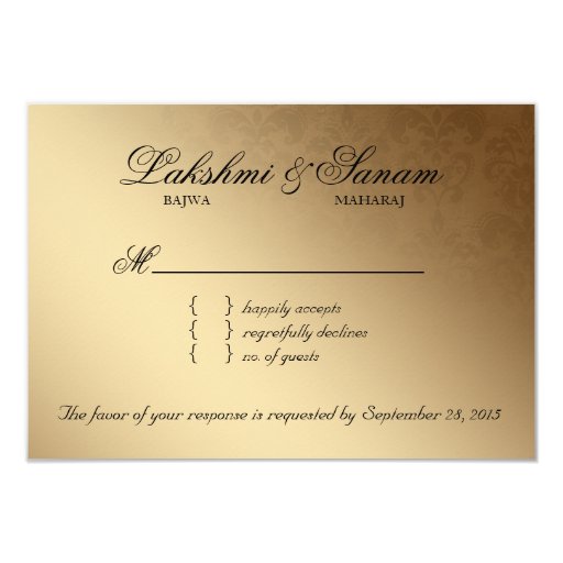 wedding invitations reply by date indian rsvp wedding reply card damask gold zazzle wedding invitations reply by date indian rsvp wedding reply card damask gold zazzle