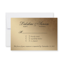 Indian RSVP Wedding Reply Card Damask Red Gold