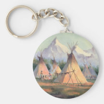 INDIAN TIPI CAMP by SHARON SHARPE Key Chain