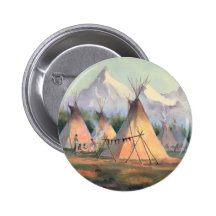 INDIAN TIPI CAMP by SHARON SHARPE Pinback Button