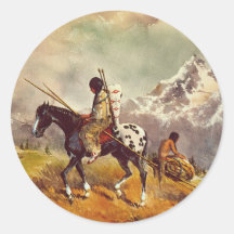 INDIAN TRAVOIS by SHARON SHARPE Round Stickers