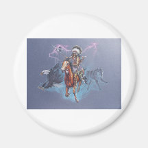 Indian Warrior in Battle Fridge Magnet