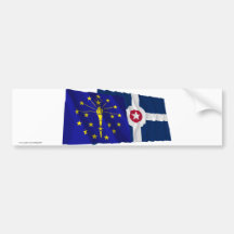 Indiana and Indianapolis Flags Bumper Stickers