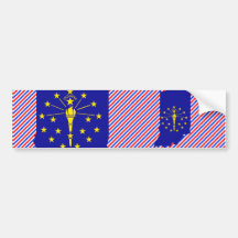 Indiana Flag Map Bumper Sticker