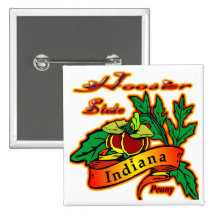 Indiana Hoosier Peony Pinback Buttons