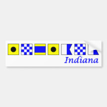 Indiana spelled in nautical flag alphabet bumper stickers