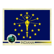 Indiana State Flag and Seal Postcards