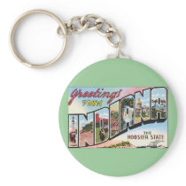Indiana -Vintage Postacard Design Keychains