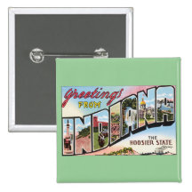 Indiana -Vintage Postacard Design Pin