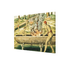 Indians Making a Dugout Canoe Gallery Wrap Canvas