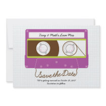 Indie Mixtape Wedding (Purple/Lime) Save the Date
