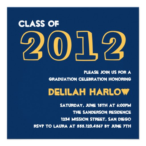 Indie style drawn on navy graduation announcement