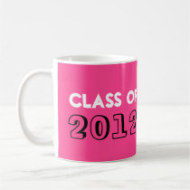 Indie style drawn on pink graduation class year mugs