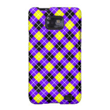 Indigo,Yellow, Black and White Argyle Galaxy SII Cases