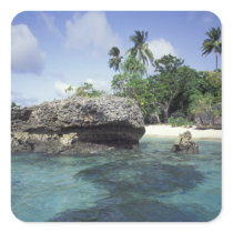 Indonesia. Rock formations along shore Square Sticker