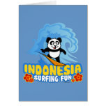 Indonesia Surfing Panda Greeting Cards
