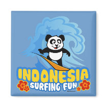Indonesia Surfing Panda Fridge Magnet