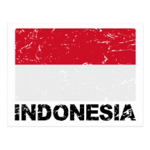 Indonesia Vintage Flag Post Cards