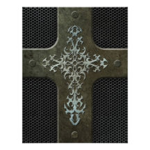 Industrial Steel Mesh Gothic Cross Custom Announcements