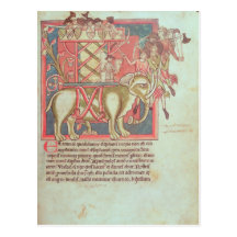 Infantry attacking an elephant post card