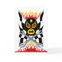 Inferno Luchador Mexican Wrestler Greeting Card