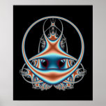 Infinity Abstract Fractal Art Blue Orange Circles Poster
