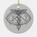 Infirmière argentée ovale de RN de caducée Décoration De Noël