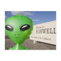 Inflatable alien with Welcome to Roswell sign in Post Card