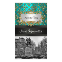 Information turquoise d'événement de la damassé 22 cartes de visite personnelles