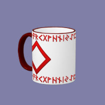 Ingwaz Rune red mugs