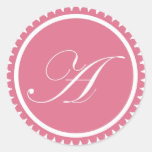 Initial A princess pink monogram seal party favour Stickers