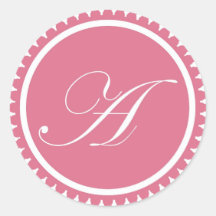 Initial A princess pink monogram seal party favour Stickers