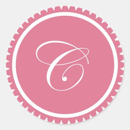Initial C princess pink monogram seal party favour Sticker