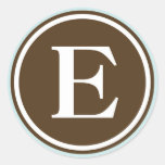 Initial E monogram circle letter seal party favour Round Sticker