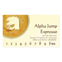 Initial in Foamy Cup of Coffee Loyalty Punch Card Business Cards