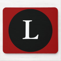 Initial L / Letter L Red Black & White Mousepad